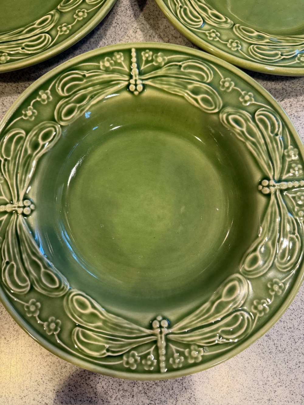Vtg Bordello Pinheiro Ceramic Embossed Rim Soup Bowls- Set of 3 - Picture 2 of 6